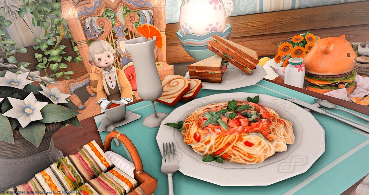 FF14は料理家具がめちゃくちゃ充実しているのでついハウジングで食べ物を並べてしまいがち
パパリモは小食そうですが、色んなおいしいもの食べて幸せになって欲しい
