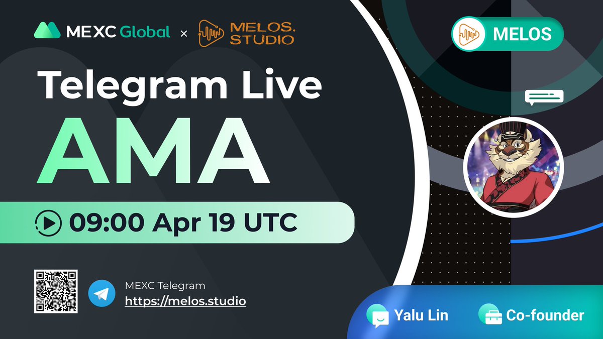 MEXC (@mexc_official) on Twitter photo Join #MEXC AMA with #Melos at 09:00 on Apr 19 UTC in our Telegram group: t.me/MEXCEnglish
10ppl * $10 giveaway:
✅Follow @MEXC_Global & <a href="/melos_studio/">Melos Studio</a>
✅Like, RT & Tag 3 frds
✅Sign up: bit.ly/3gzIm3J
More $MELOS rewards for grabs at live #AMA! Join #MEXC AMA with #Melos at 09:00 on Apr 19 UTC in our Telegram group: t.me/MEXCEnglish
10ppl * $10 giveaway:
✅Follow @MEXC_Global & <a href="/melos_studio/">Melos Studio</a>
✅Like, RT & Tag 3 frds
✅Sign up: bit.ly/3gzIm3J
More $MELOS rewards for grabs at live #AMA!