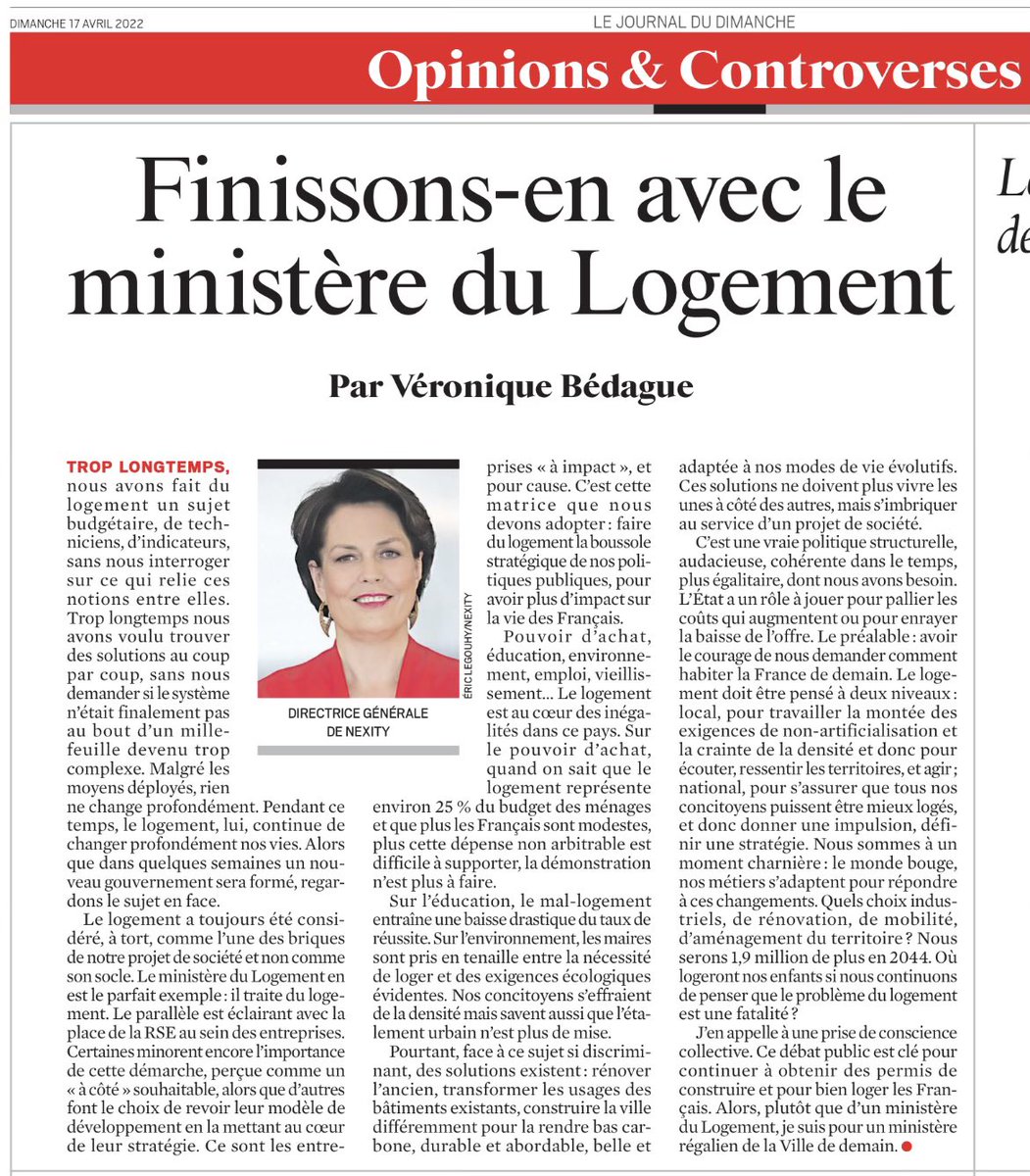 VBedague's tweet image. Solutions au coup par coup, mesures scotch, système à bout : le #logement est maltraité. Je plaide pour en finir avec le Ministère du logement et en appelle à un Ministère de la ville de demain #Presidentielles2022. 
👉Retrouvez ma tribune dans @leJDD