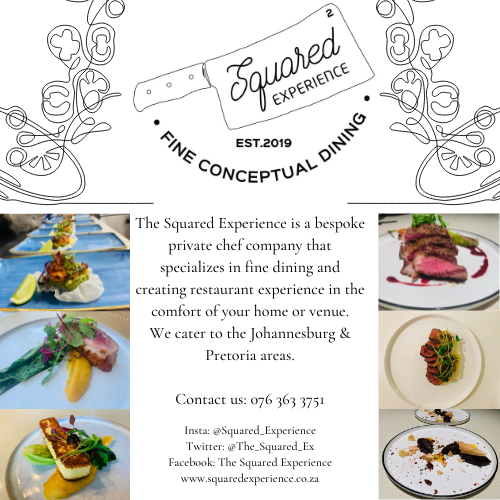 Yfm's tweet photo. Exclusive, intimate &amp; personal...

The Squared Experienced specialises in fine dining in the comfort of your home! All you have to do is pick your menu, then sit back &amp; enjoy 5 star treatment right down to the cleanup. 

Book your experience 👉 https://t.co/59qSmSOC1H
#ThePutOn https://t.co/vvr6XqM7Fk