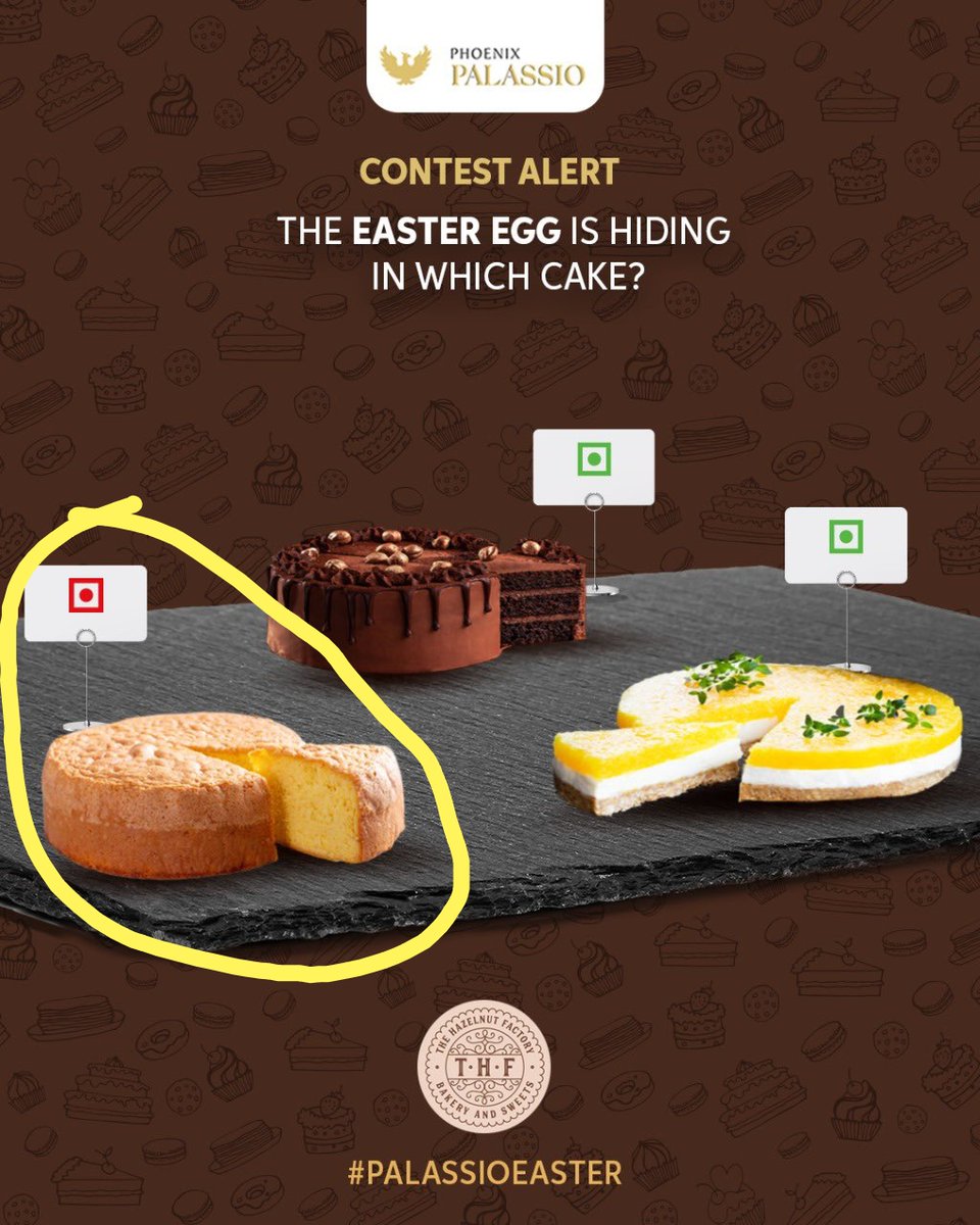 @PhoenixPalassio It is hiding in the above marked cake as it contains Egg  #PhoenixPalassio #PalassioLucknow #PalassioEaster
@PhoenixPalassio 
@Pratikk1010 
@Saurabh_patil98 
@kukki1411 
@EdILove12