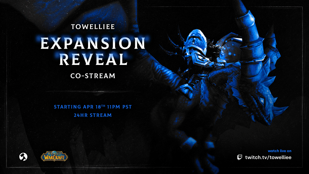 towelthetank's tweet image. Hammer Squad join me 4/19/22 for an all day event. LITERALLY! 24 HOURS to watch the new @Warcraft Expansion reveal plus everything it will entail. Lots of giveaways, and of course the GUD TYMES AND KONVOS!