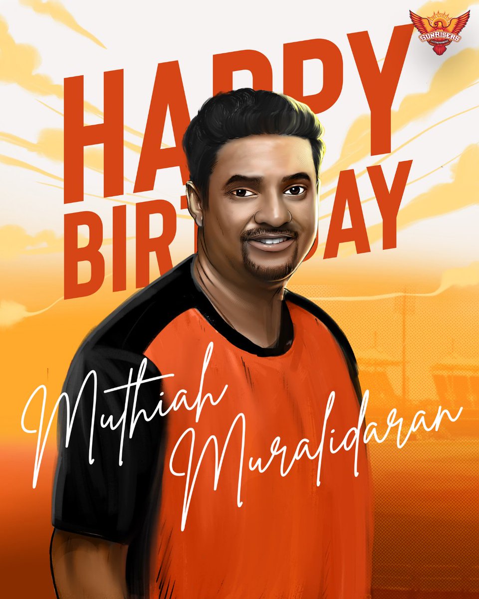 SunRisers's tweet photo. A special half-century for a special man 🧡

Happy Birthday, @Murali_800 🎂

#OrangeArmy #ReadyToRise #TATAIPL https://t.co/PQcMwCXM4C