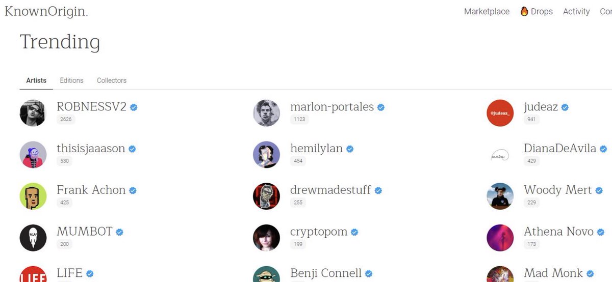 Can someone explain to me how you become a trend in <a href="/KnownOrigin_io/">KnownOrigin.io</a> ???