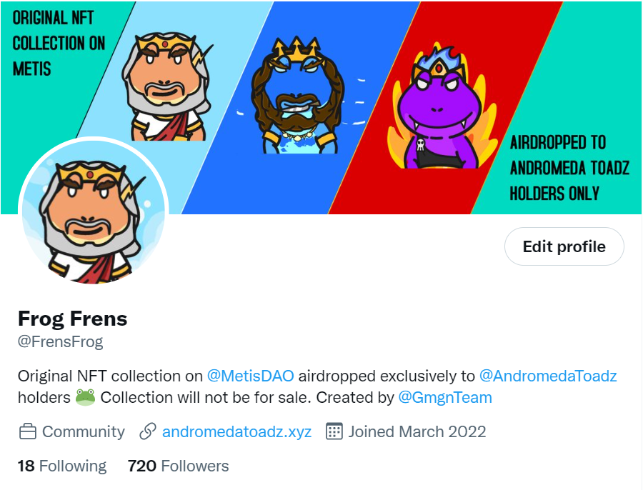 MadamFroge's tweet image. What do you think of our new banner? 

#AndromedaToadz #FrogFrens #Metis