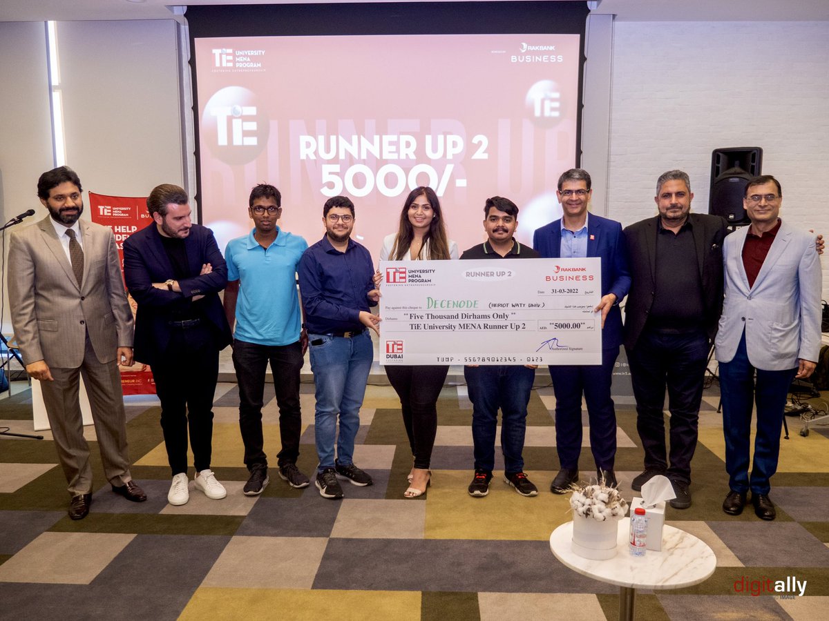 decenode's tweet photo. We’re extremely humbled to have received the 2nd runners up place 🏆✨ in the TiE-U MENA finals organized by @TiEDubai after being shortlisted from over 85 applicants. Thanks to the jury for recognizing our efforts and encouraging us to keep working even harder! 🙌💜 https://t.co/P4c3saO05a