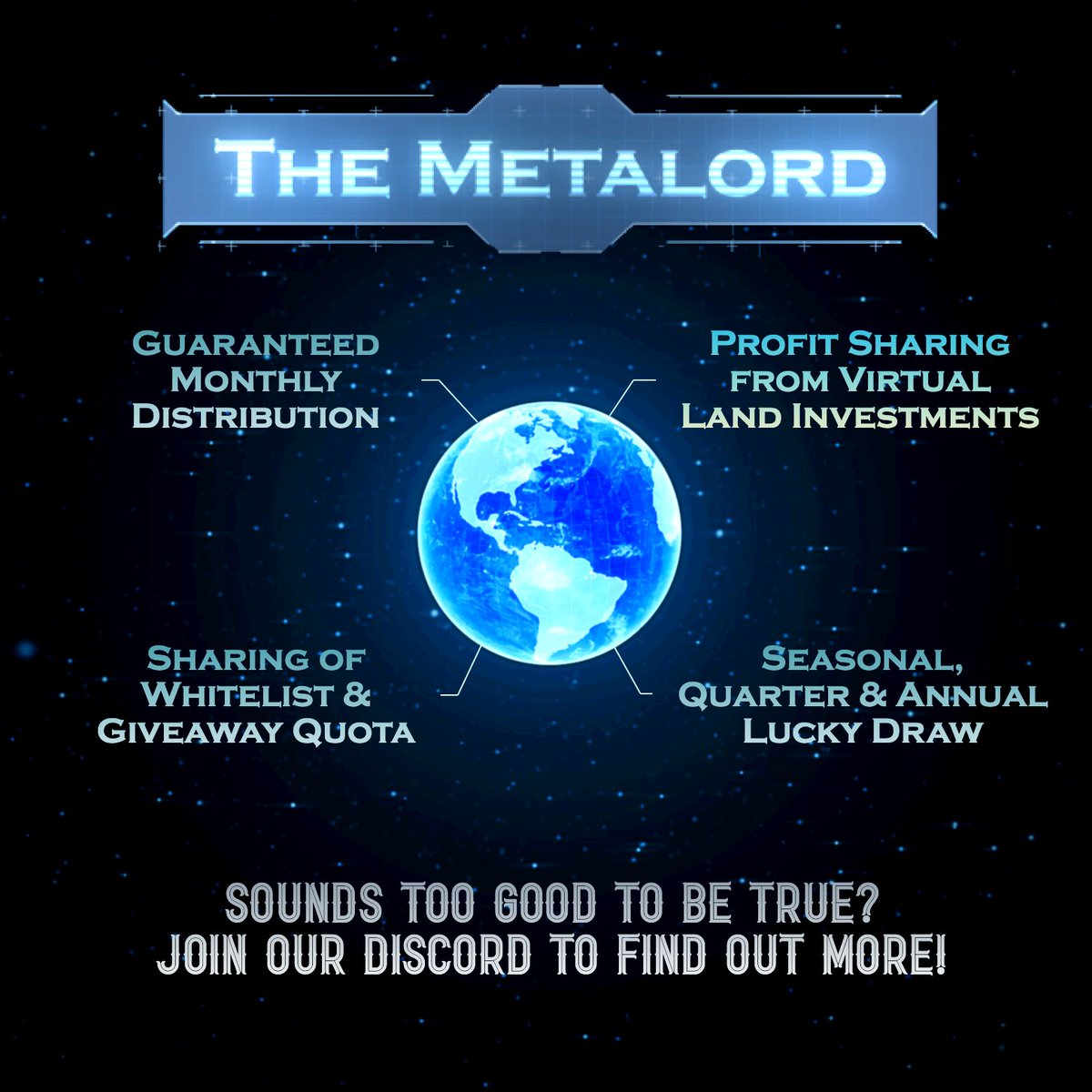 themetalordnft's tweet photo. Why join The Metalord?
If you are interested in virtual land acquisition and optimistic about the value appreciation, join our Discord and look at our website to find out more!
https://t.co/BcsLydF6aw
#metalord #themetalordnft #nft #metaverse #nftart #investment #NFTCommunity https://t.co/wb2CfQNJRw
