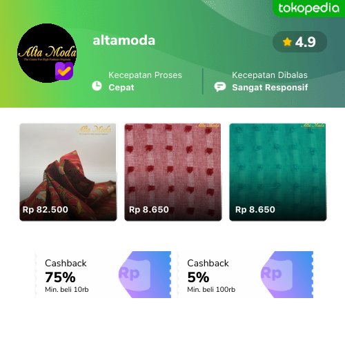 Semakin mudah belanja produk altamoda di Tokopedia. Cek aja, pasti ada yang kamu suka
tokopedia.link/YHwLjnZdipb