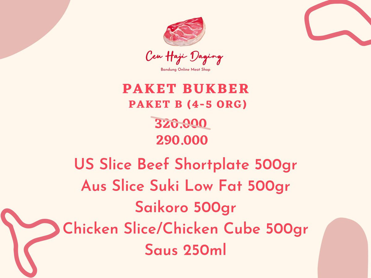 Bbq-an sambil bukber yuk

Ada paketan yang lebih hemat lho

Paket A : 60rb/orang
Paket B : 58rb/orang

Yuk order lewat

WA 089694901268
📍 Jl AH Nasution no 101 Jatihandap, Bandung