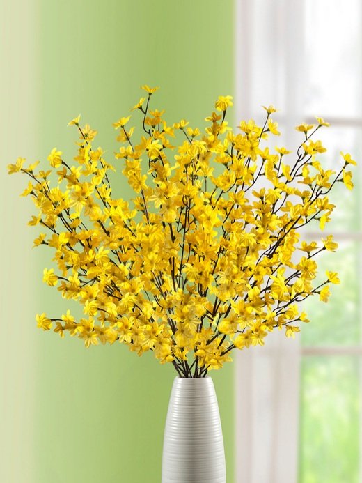 In meiner Kindheit hat meine Mutter immer so 10 Tage vor Ostern Forsythienzweige geschnitten und in die warme Wohnung geholt, damit sie zum Osterfest blühten. 

Jetzt ist die große Forsythie im Garten vor meinem Fenster schon längst verblüht.