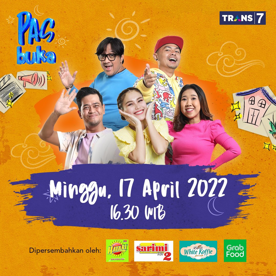 TRANS7's tweet photo. Buka puasa sama siapa nih hari ini? Jangan lupa, siapapun temen buka puasanya, ngabuburitnya bareng #PASBuka15 jam 16.30 WIB! @HatariBiskuit #HatariBiskuit #T7 https://t.co/7K12XzLJHF