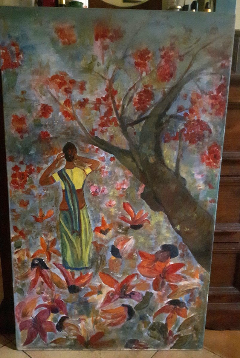 Time to leave Dilli, my lovely talented mum made me a painting of my time spent here with my fav flowering tree 💗💗