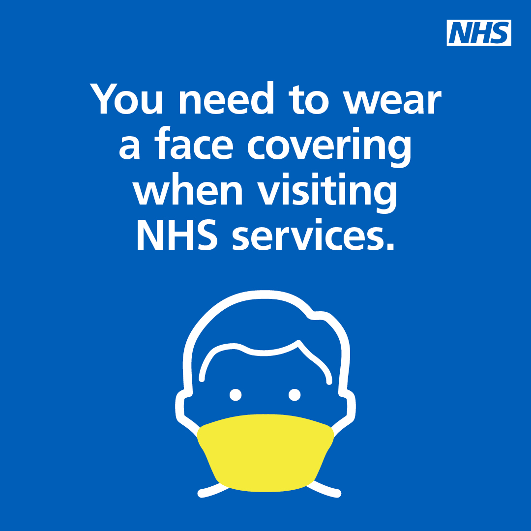 LPFTNHS's tweet photo. Even though you don't need to wear a face covering in a public setting in England, you will still need to when visiting NHS services.

Wearing a face covering will help protect patients, families and our NHS staff and volunteers while visiting our sites. https://t.co/5uX2FIe7NZ