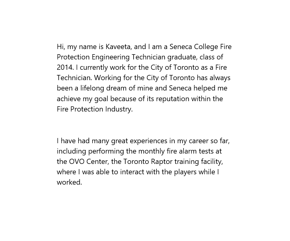 SenecaFire72's tweet photo. #AlumniAPRIL #WomenInFire #WomenInScience

Name: Kaveeta
Program: FPN
Graduation: 2014
Career: City of Toronto Fire Technician

@SenecaCollege graduates save countless lives with their work each day.
https://t.co/zi5GkVS29w
#SenecaAlumni #SenecaFire50th #Since72 https://t.co/qbLxRK4gwT