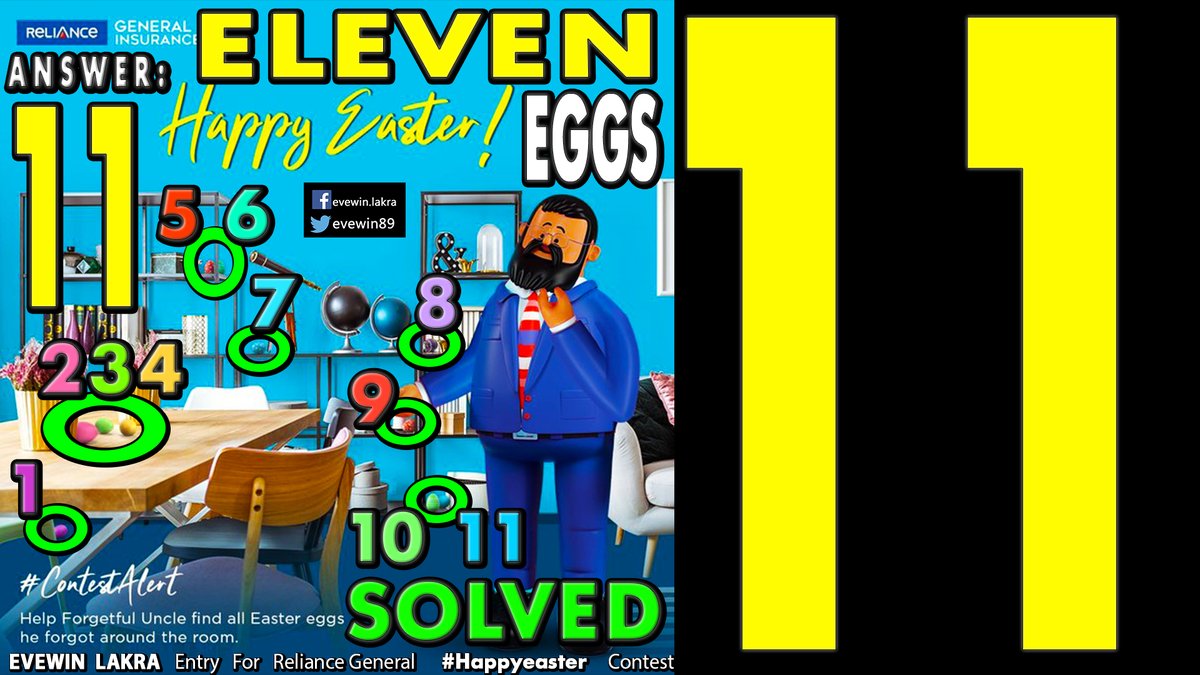 @RelianceGenIn @evewin89 Entry For Reliance General #Happyeaster Contest S O L V E D : A N S W E R : 11 EGGS 🥚 🥚 🥚 🥚 🥚 🥚 🥚 🥚 🥚 🥚 🥚 E L E V E N EGGS @navina30 @PushpaLakra #ContestAlert #Happyeaster #RelianceGeneralInsurance #LiveSmart #Tech+❤ @RelianceGenIn