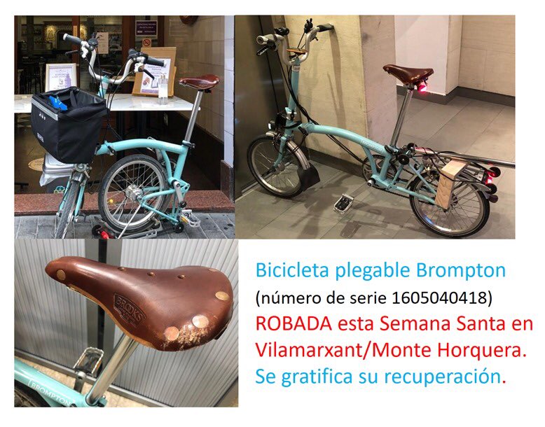 dariapon's tweet image. #brompton #robado con dos máquinas de #trimmone color rojo con un arañazo en la pantalla y negro dentro de en una bolsa delantera, dinamos y catseye luz de sillón Brooks pegado. Manillas de ergon grip tengo frame número registrado.