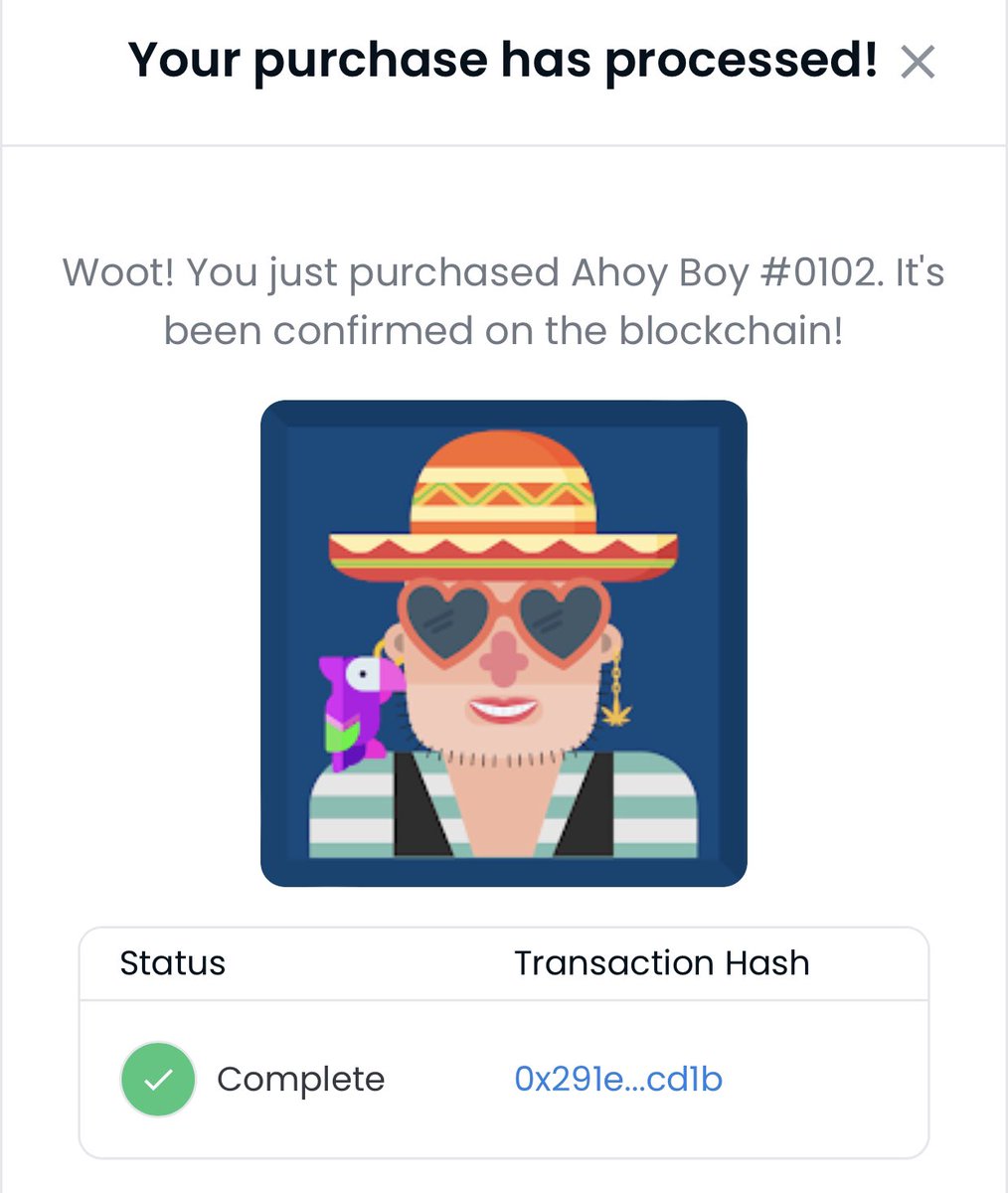 Found this <a href="/ahoy_boys/">Ahoy Boys</a> on the floor and it was too good to pass up!  I have 5 now!  

#tldr on <a href="/ahoy_boys/">Ahoy Boys</a> - Pre-#bayc | 201 total collection | 397 days to mint out!  

#nft #nfts #NFTCommunity