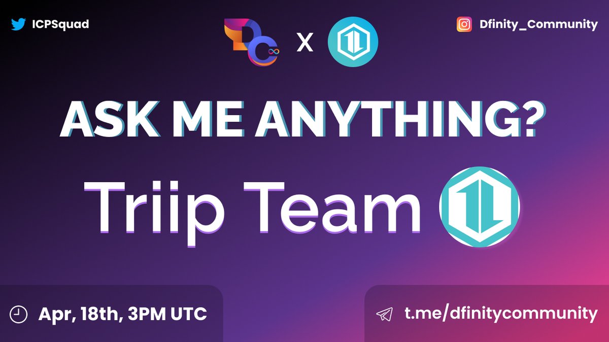 ICPSquad's tweet photo. We're giving away 10 #ICP for our AMA with @triipme!!! 🥳🎉🎁

Rules:
✅ Retweet this
✅ Follow @ICPSquad &amp; @triipme
✅ Tag 3 friends and write your question below 👇

🎁 Prizes: 5 #ICP Twitter, 5 #ICP Telegram
📆: APR 18th 3PM UTC
📍: https://t.co/q3KUMzZOyh https://t.co/di9VwpxVOW