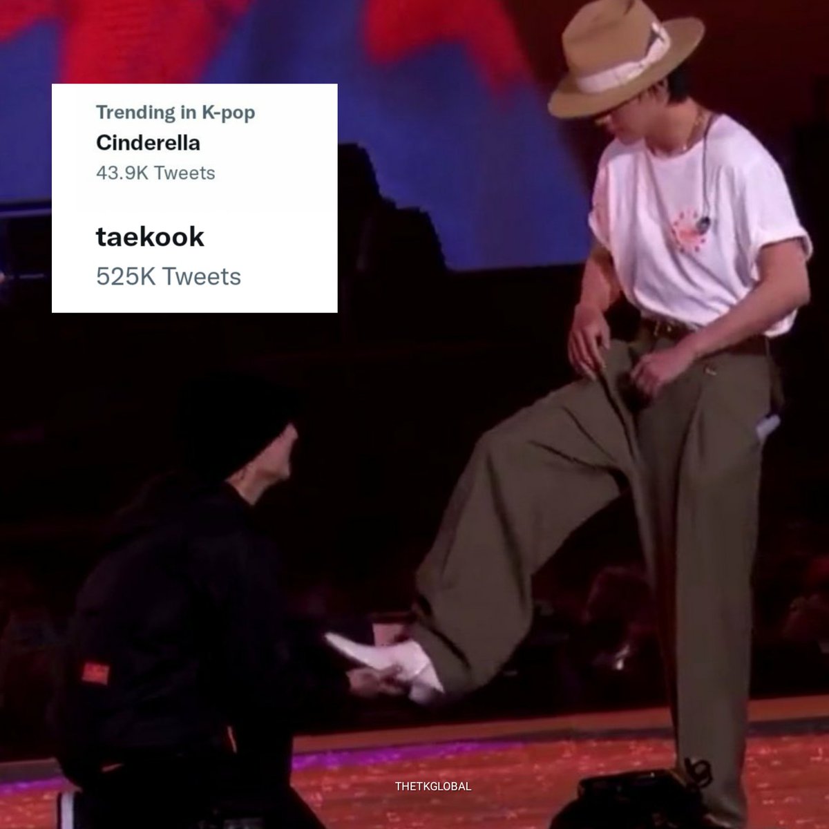 TheTKGlobal's tweet photo. 📈| "Cinderella" is currently a trending topic on twitter alongside "taekook" following taehyung and jungkook's very own "cinderella glass slipper" moment. https://t.co/3WuG25G0UH
