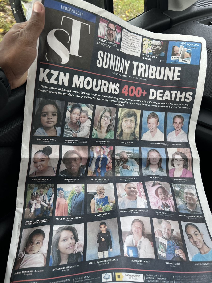 VumaniMkhize's tweet photo. This a powerful front page, it really highlights the human tragedy of the KZN floods. https://t.co/yJFPm8GpMn