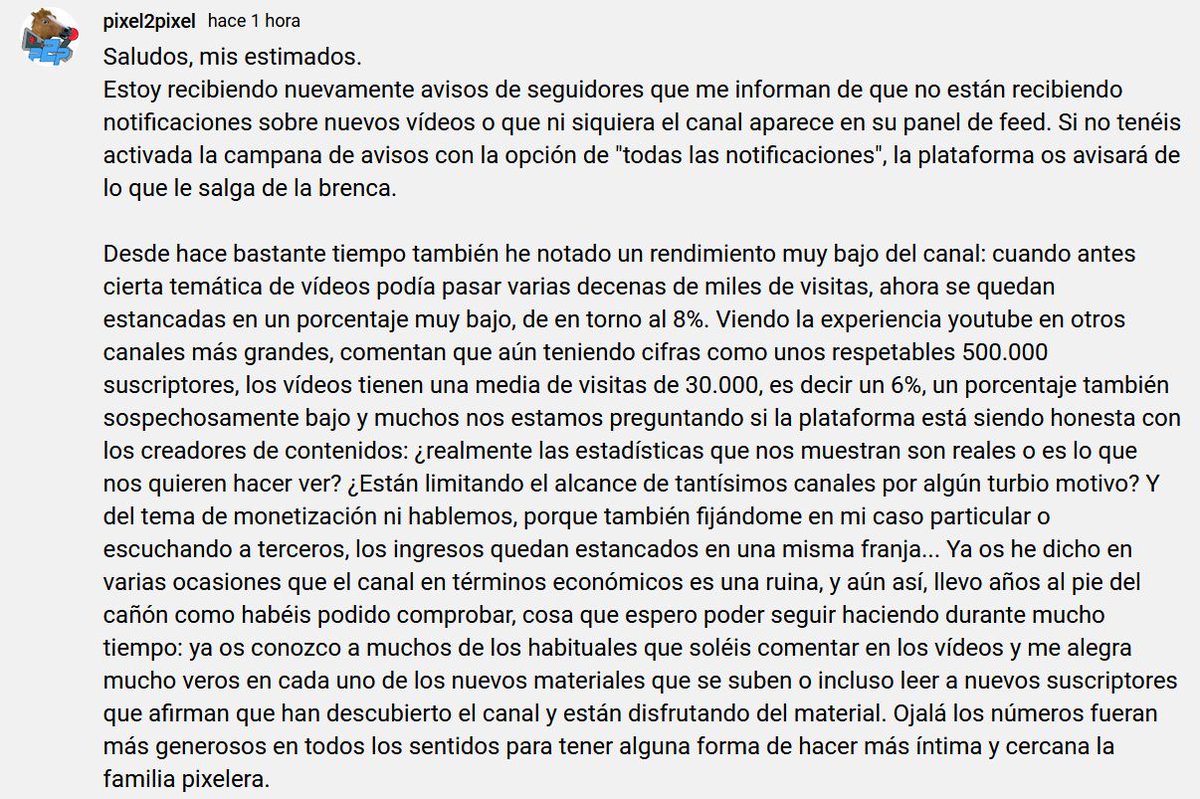 Pixel_2_Pixel's tweet photo. Debido al límite de carácteres en Twitter, os dejo el mensaje en imágenes.
He contactado con el soporte de @Youtube y veremos con qué sandez me saltan. https://t.co/zZlHfIx4In
