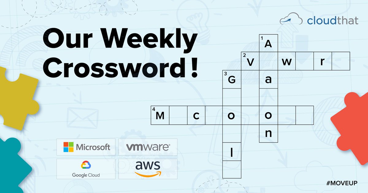 cloudthat's tweet photo. This week's crossword has the names of our partners! Let's see if you can find them!

#cloudthat #moveup #microsoftazure #microsoftpartner #crossword #puzzlefun #mspartner #cloudcomputing  #Training #Learnwithcloudthat #upskillwithcloudthat #Elearning #CloudCertifications https://t.co/4Sd95iEgQs