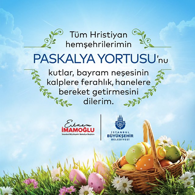 Tüm Hristiyan hemşehrilerimin Paskalya Yortusu’nu kutlar, bayram neşesinin kalplere ferahlık, hanelere bereket getirmesini dilerim.