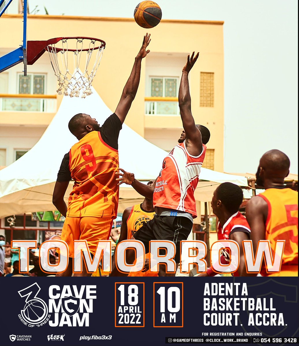 clockwork_brand's tweet photo. Teams set, hype on, mind set.....
Tomorrow is officially a basketball easter Monday....😎🏀🔥💯🇬🇭🔊❤
Tell a friend to tag a friend cos if you miss, ego pain you.. 🔥🔥🔥🔥
#gameofthrees #cavemanjam https://t.co/FcVKuTUQNt