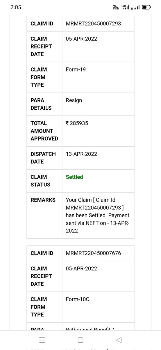 Deepak94290765's tweet photo. As per our epf account status show our claim are settled but till date. amount not credited in our bank account.

Plz confirm https://t.co/UC6rEn7vgb