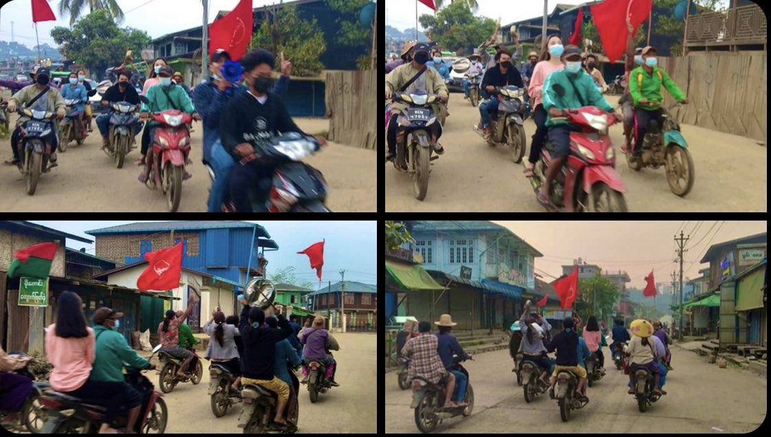 Multi-ethnic groups from Phakant rallied and took a stride with their great momentum to voice out their strong opposition towards military dictatorship.   #EasterEggStrike #PrayForMyanmar #2022Apr17Coup #WhatsHappeningInMyanmar
