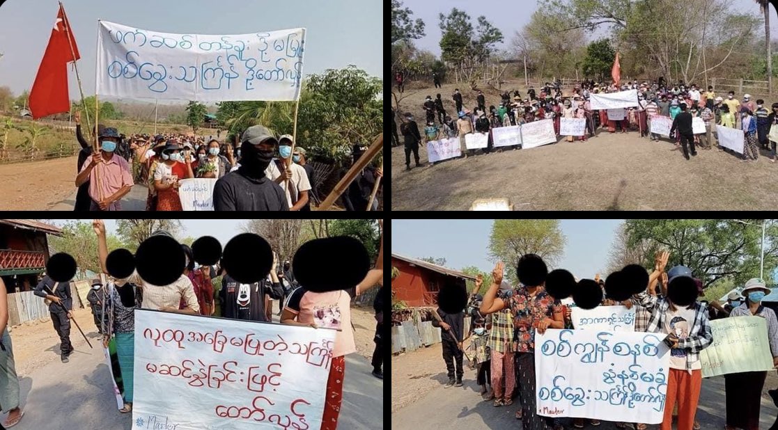 People of Gantgaw who are desperately calling for democracy rallied to overturn the age of fear and pay their tributes to the fallen heroes of Myanmar. #EasterEggStrike #PrayForMyanmar #2022Apr17Coup #WhatsHappeningInMyanmar