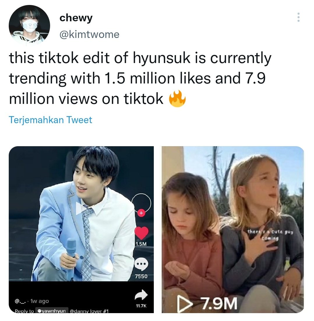 treasuremenfess's tweet photo. teume! vid tikto*k edit hyunsuk trending.. tapi emang lucu sender aja sampai nonton berulang²😻 https://t.co/nlUhyqRYEc