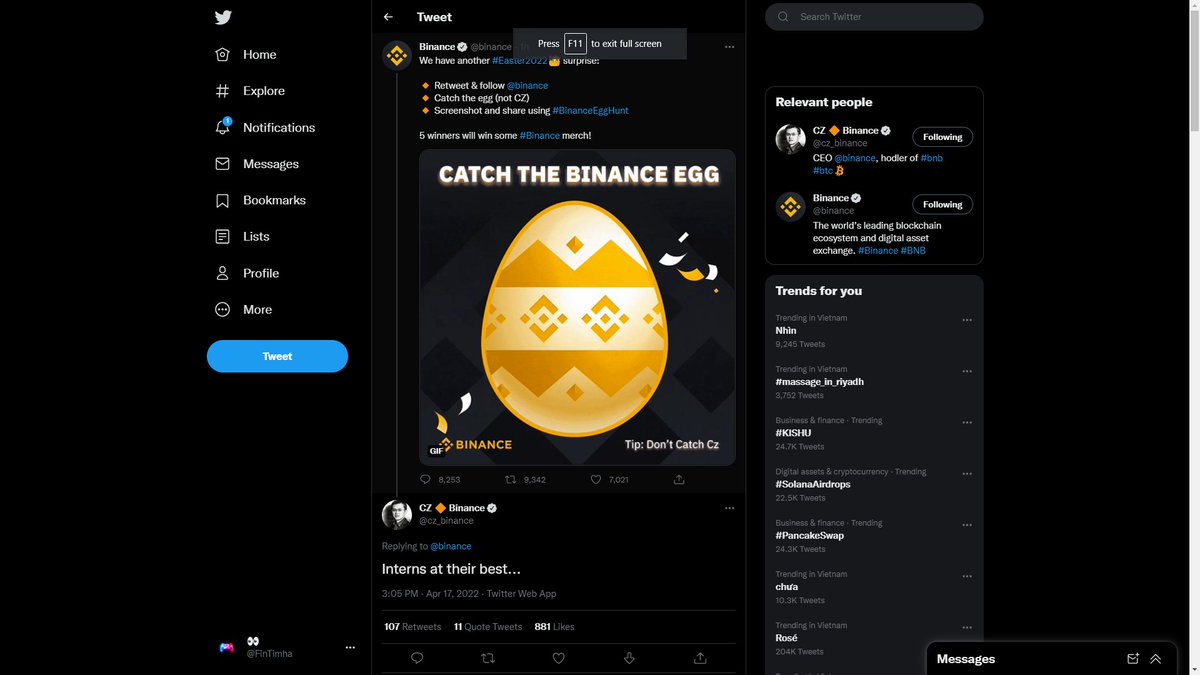 FinTimha's tweet photo. @cz_binance @binance https://t.co/XXrtpPqTyH