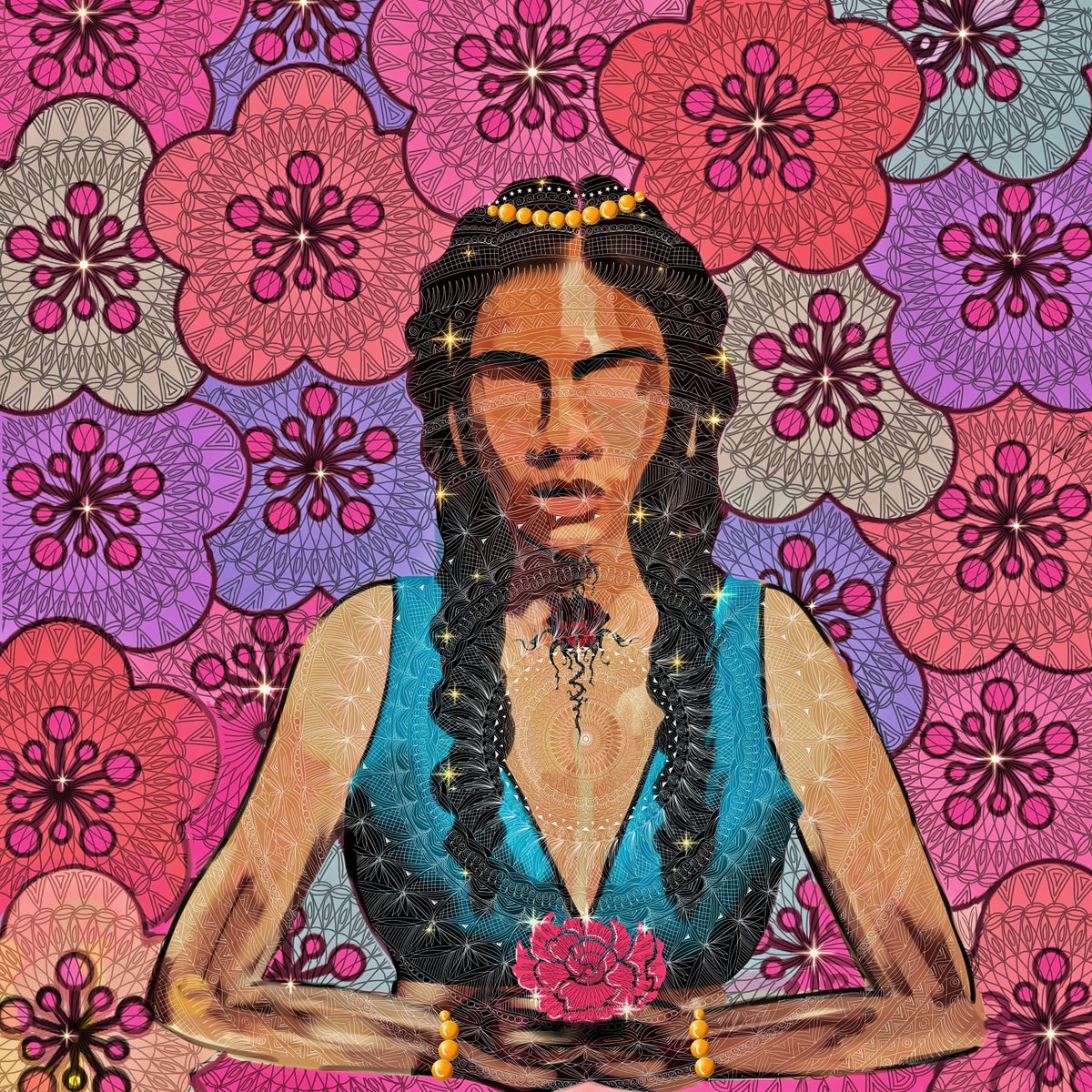 Maya....
.
.
Mandala infused digital art .
(There are 3 different mandala designs in here) 
.
.
My submission for <a href="/NamasteyNFT/">NamasteyNFT | The PROLOGUE | LIVE ON OPENSEA</a> 
.
.
#NamasteyNFTblr 
#NamasteyNFT2D
#NamasteyNFTIllustration