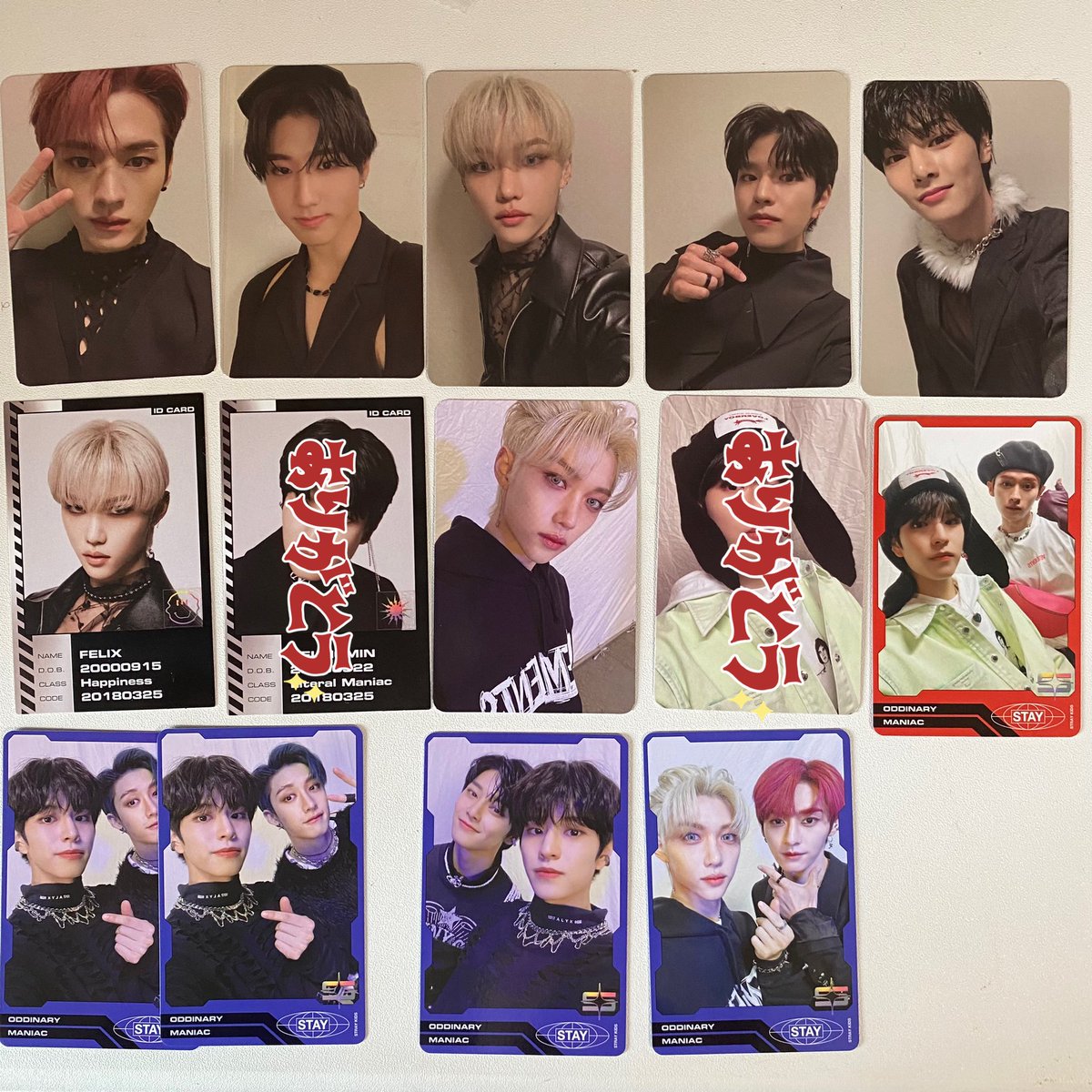 l21502_'s tweet photo. straykids スキズ ODDINARY トレカ 交換

【譲】画像1枚目

【求】画像2,3枚��
　　　ヒョンジン＞リノ

纏めての方優先。郵送での交換希望です🕊条件の合う方リプお待ちしております。 https://t.co/m3pZzScidU