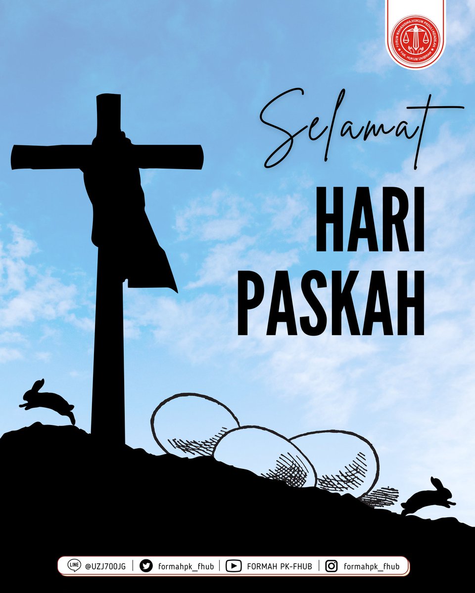 FORMAHPK_FHUB's tweet photo. SALAM FORMAH PK!
Keluarga Forum Mahasiswa Hukum Peduli Keadilan mengucapkan selamat memperingati Hari Raya Paskah untuk seluruh umat Kristiani di Indonesia.
#HariRayaPaskah #Paskah2022
#HappyEasterDay
#Easter2022
#FORMAHPK #FHUB https://t.co/C2mP4r2Kuq