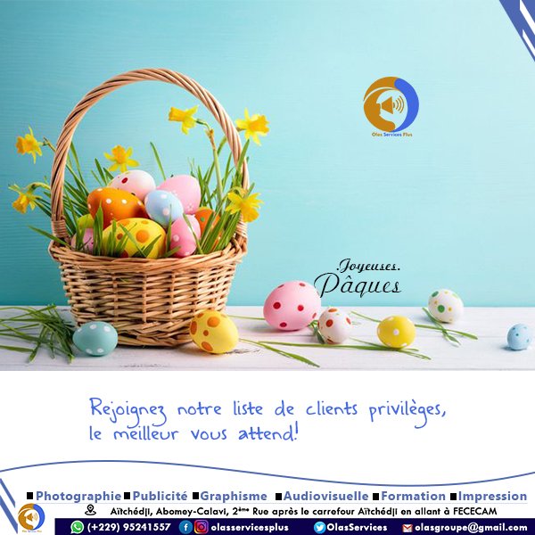 ocombiz's tweet photo. #Olasservicesplus souhaite à toute la communauté chrétienne "joyeuses pâques 2022".
#pâque
#resurection 
#photographie 
#graphisme 
#publicité 
#audiovisuel 
#impression 
#Formation https://t.co/QWwB0FxROC