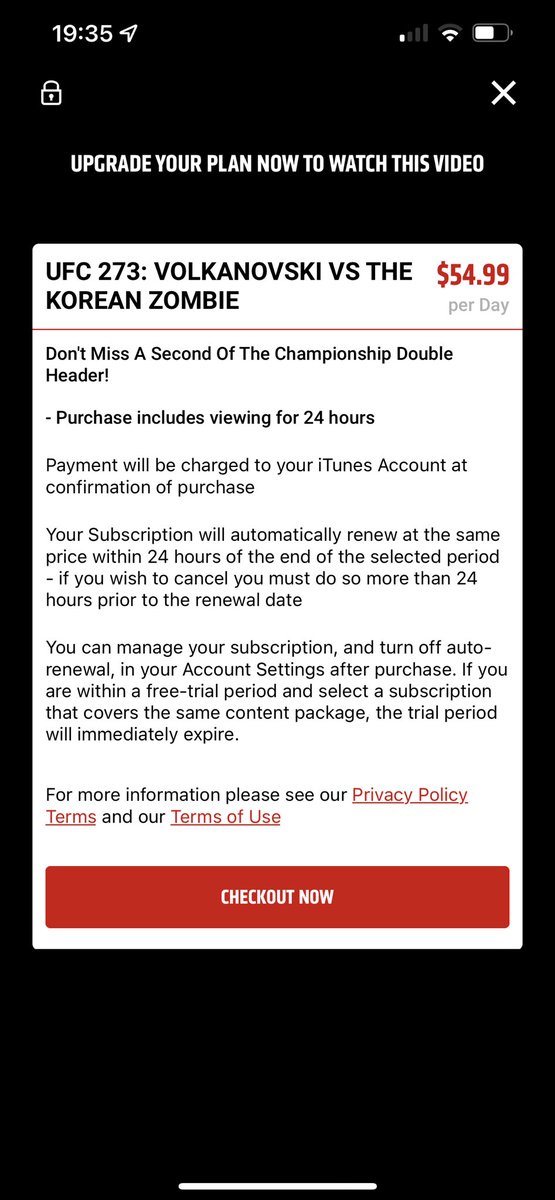 itscryptobaby1's tweet photo. @danawhite @VicenteLuqueMMA @bullyb170 @espn Dana, how can the ufc justify charging $54.99 PER DAY!!! For access to watch a PPV. If you pay for access you should get access to watch it multiple times….I saw one fight on this card…no chance I am paying another $54.99 to watch it all on another day. You getting greedy… https://t.co/BOuvqSwNzy