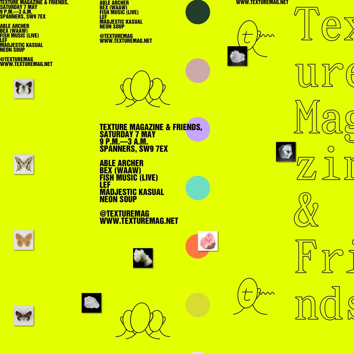 TextureMag's tweet image. 🌻7TH MAY @ SPANNERS 🌱

🌌 9 PM - 3 AM 🌇

We’ve invited some of our nearest and dearest for an intimate hoedown under the @spanners.club archway. Gonna be brilliant. See u there (✿◕‿◕)

ra.co/events/1523617

~