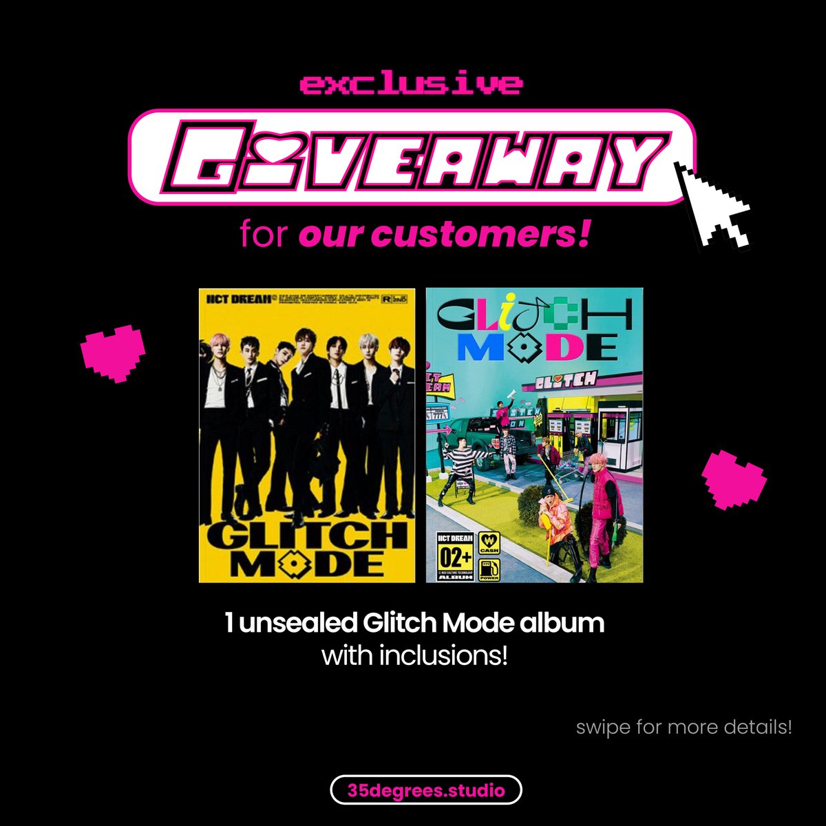 35dgrs's tweet photo. [GIVEAWAY ALBUM GLITCH MODE]

untuk 1 pemenang

RULES:
1. public acc
2. follow @35dgrs dan @NCTsmtown_DREAM 
3. Membeli minimal 1 (satu) produk dari @35dgrs dari tanggal 17 April - 5 Mei 2022
4. INA only!

nct dream 127 giveaway album indo ina kpop https://t.co/jpt6i87KsX