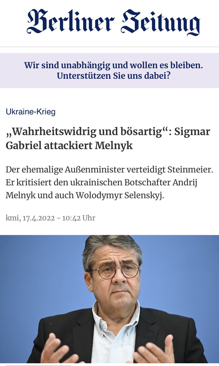 Bösartig ist vor allem IHRE <a href="/sigmargabriel/">Sigmar Gabriel</a> &amp; Ihrer SPD-Kumpane jahrelange Putin-freundliche Politik gewesen, die den barbarischen Vernichtungskrieg gegen den 🇺🇦Staat, 🇺🇦Nation,🇺🇦Kultur, gegen 🇺🇦Frauen &amp; Kinder erst herbeigeführt hat. Die Aufarbeitung kommt noch. Shame on you