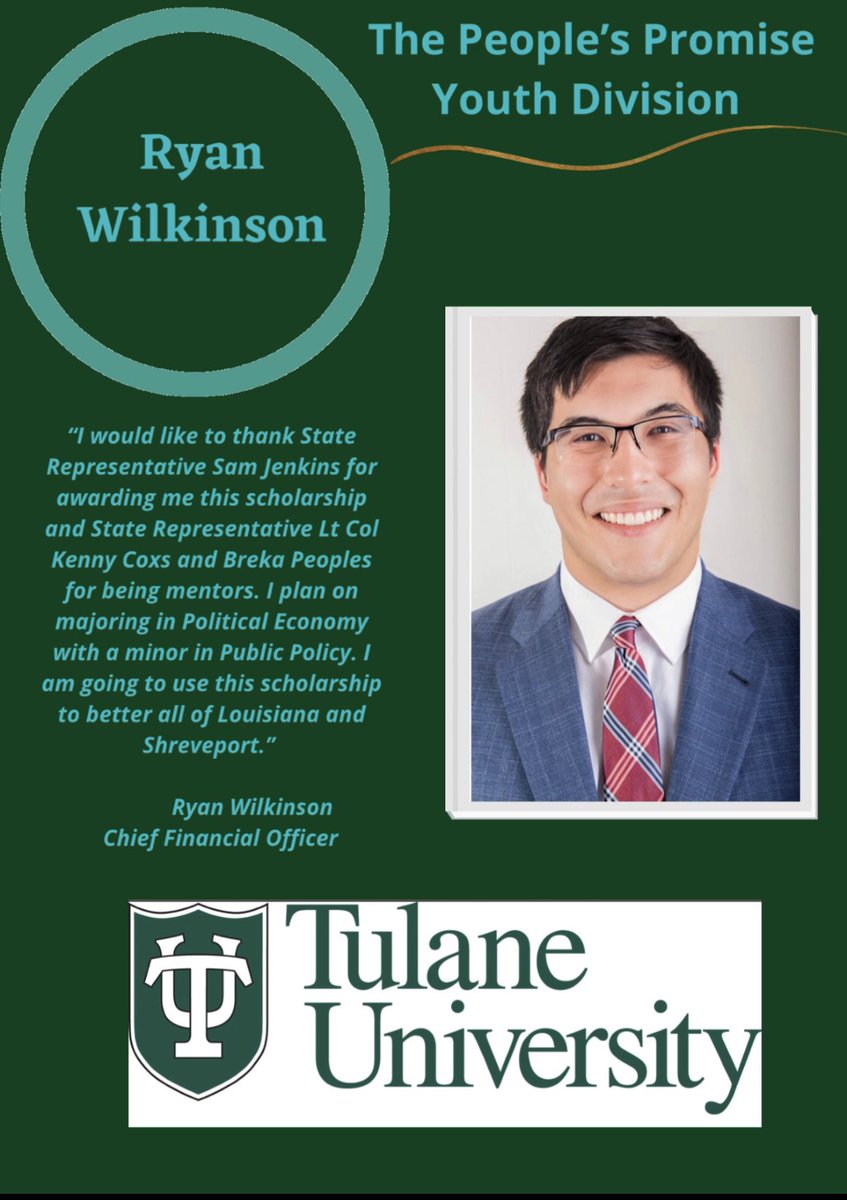 Brekapeoples's tweet photo. I would like to thank State Representative Sam L. Jenkins for awarding Ryan Wilkinson with a scholarship to Tulane University. There is no doubt in my mind that Ryan Wilkinson will bring his education back to Shreveport. I’m super proud of our future leader. https://t.co/Ic00ZX1pmC