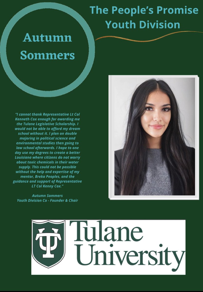 Brekapeoples's tweet photo. Meet The Co-Founder / Chair of The People’s Promise Youth Division Autumn Sommers. 
#FutureLeaders
#StateLeaders
#WeBuildLeaders
#TULANEUNIVERSITY
#ThePeoplesPromise https://t.co/WQZ1TkhFR9