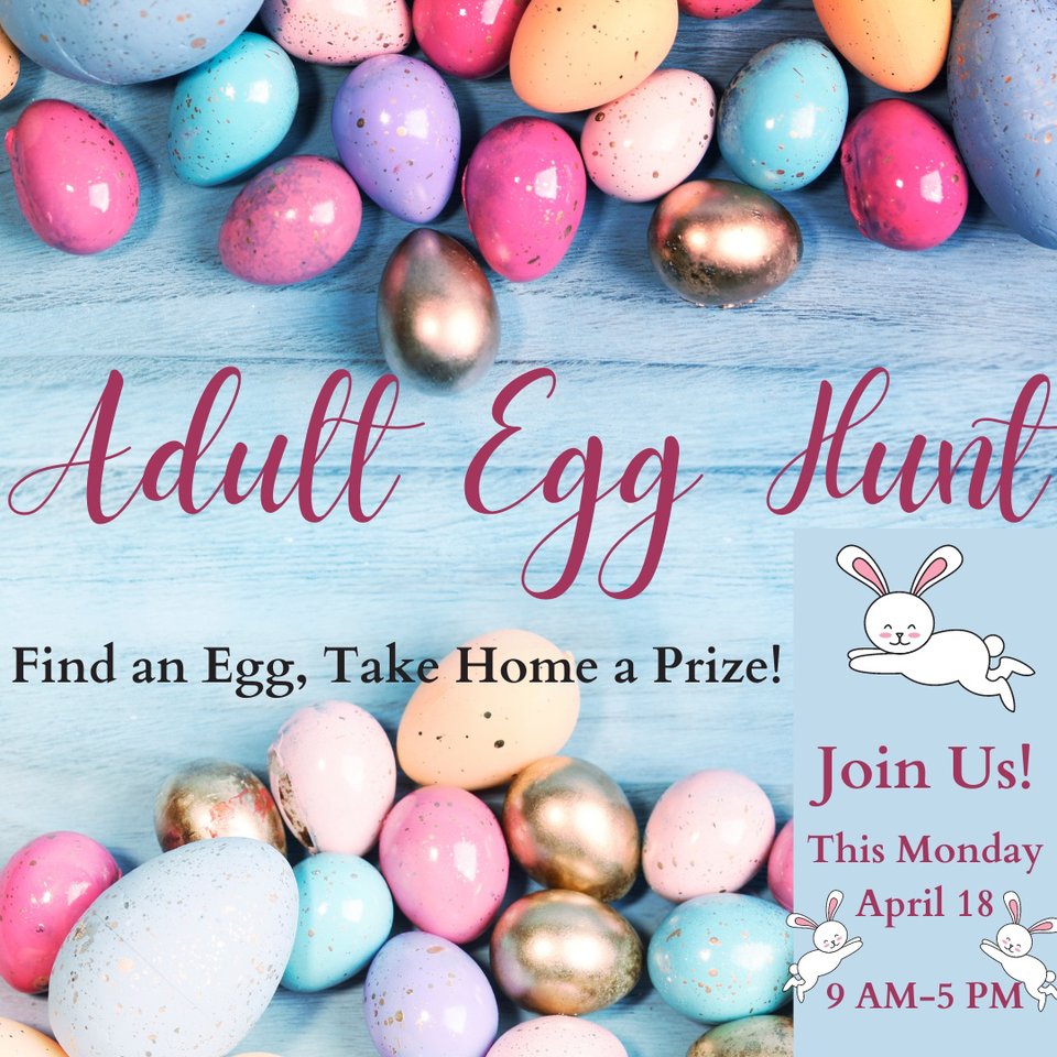 The Kids had their fun this weekend now it’s time for the grown ups to Keep Kool with your very own Monroe County Public Library Koozie! 
You’ve just got to hunt for an egg to find it
You may get a piece of chocolate too!💝
All day Monday, April 18, 9 am to 5 pm