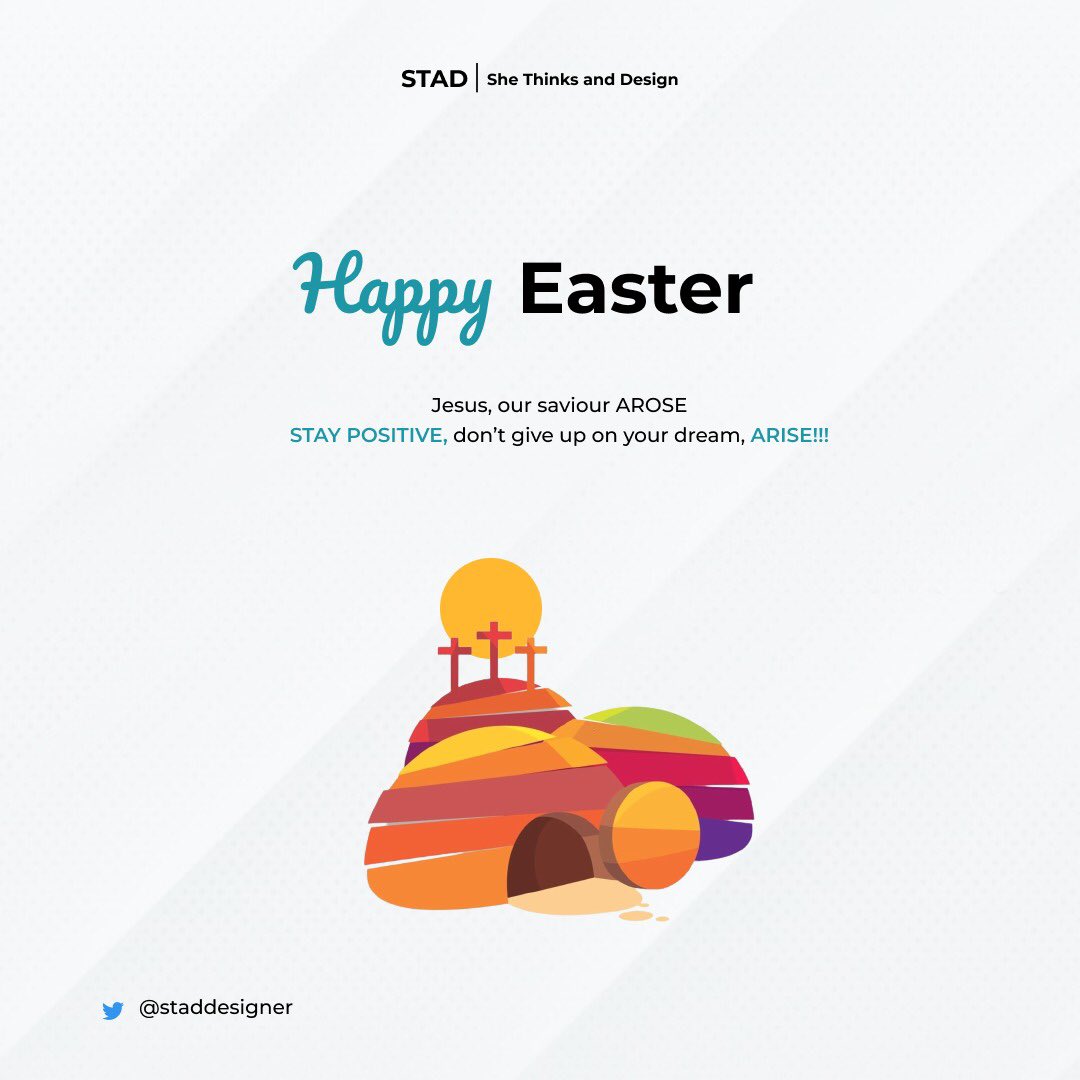 staddesigners's tweet photo. Christ arose for us to rise , paid the price for us to live. Get up and Arise to your dreams
#Easter #STAD #staddesigners #shethinksanddesign https://t.co/LOs5JWspCR