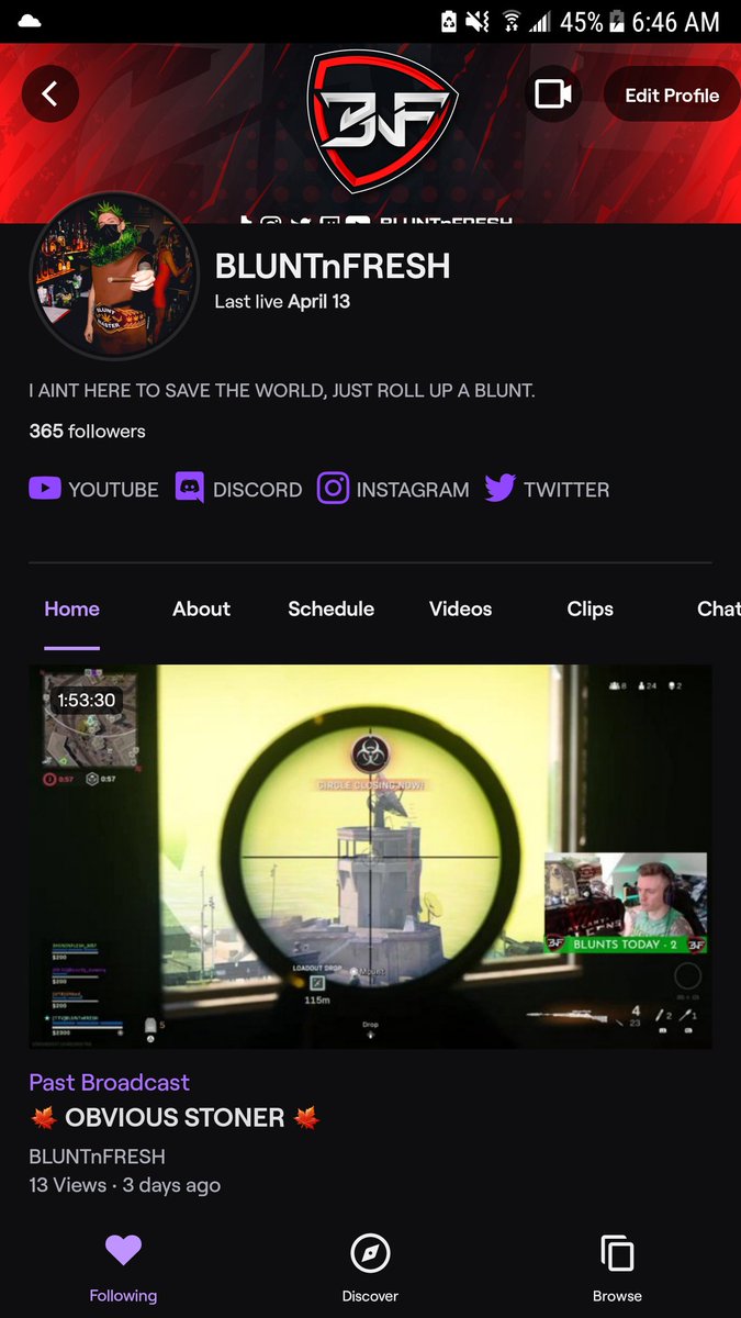 bluntnfresh's tweet photo. 365 FOLLOWERS.. I REMEMBER FEELING BLESSED HAVING ONLY A HANDFUL OF FRIENDS ON TWITCH. ONE FOR EVERY DAY OF THE YEAR IS SUCH A SURREAL FEELING. THE GROWTH IS REAL.
https://t.co/LI8AKXSjrI
#TWITCH #WARZONE #STONER #SNIPER #CONSOLEPEASANT #STILLSMOKEYOURASS https://t.co/TcXvW7qRIZ