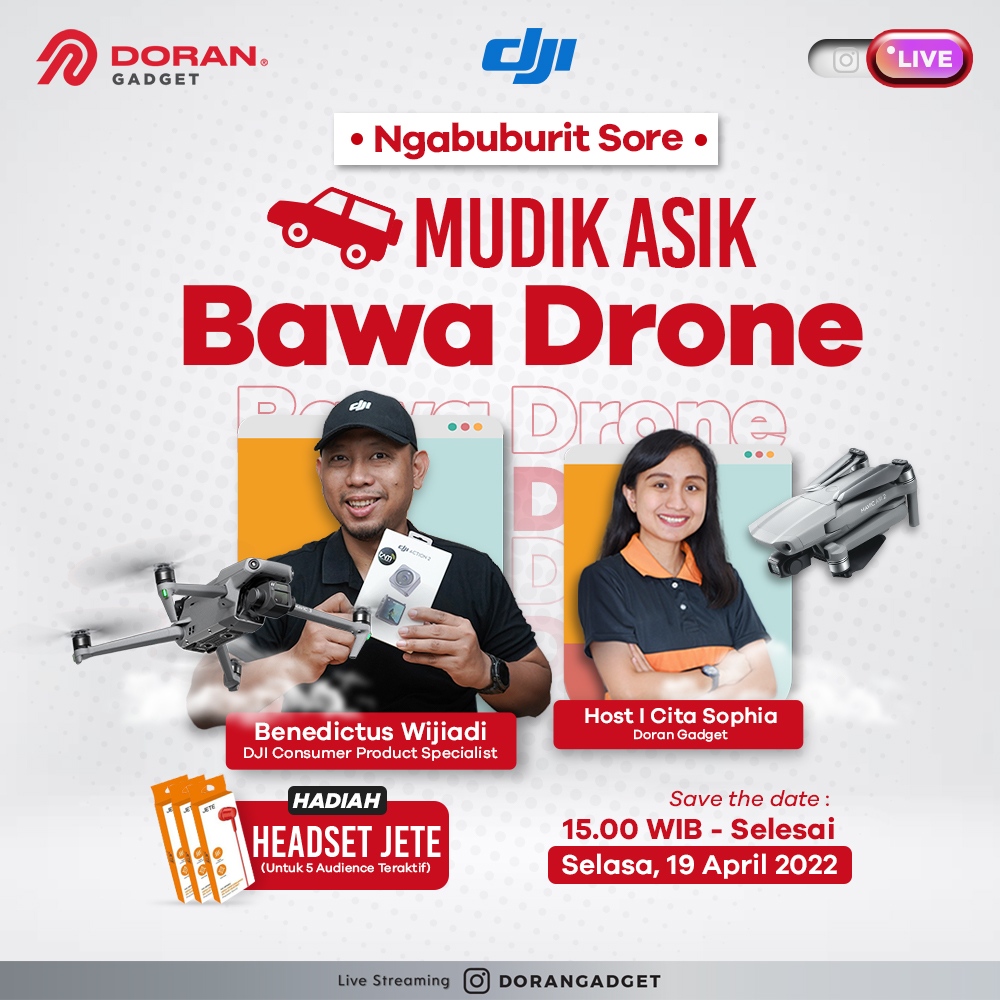 dorangadgetid's tweet photo. Mindo ada info nih, jadi kita akan ngadain LIVE INSTAGRAM bareng @ DJI Consumer Product Specialist, jadi buat kamu pecinta Drone jangan lupa buat join live kita!
#Doran #DoranGadget #Live #Drone #DJI #TipsDrone #DJIIndonesia https://t.co/ZDnt62Bp4Q