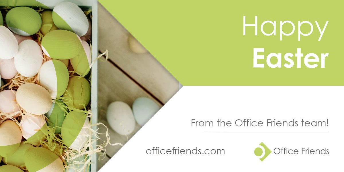 OfficeFriends's tweet photo. From all of us at Office Friends, we wish you a very happy #Easter! May you all have a wonderful weekend filled with #Chocolate treats!
Visit us online ->https://t.co/yD5NZQ6P4V https://t.co/6DiRjKVXaQ