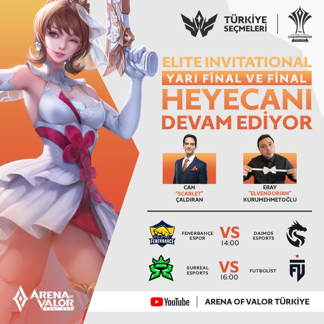 aovespor's tweet photo. .@Turkcell sponsorluğunda gerçekleşen Elite Invitational'ı Lider tamamlamak için Arena'da kozlar paylaşılacak! Heyecanlı mücadelelerin aktarımında @CasterScarlet ve @erykrmhmt bizlerle olacak 🎙️ Bize de keyifle takip etmek düşecek 😎  

📺https://t.co/YfsiHzoLjX https://t.co/4c8j3rLQfX