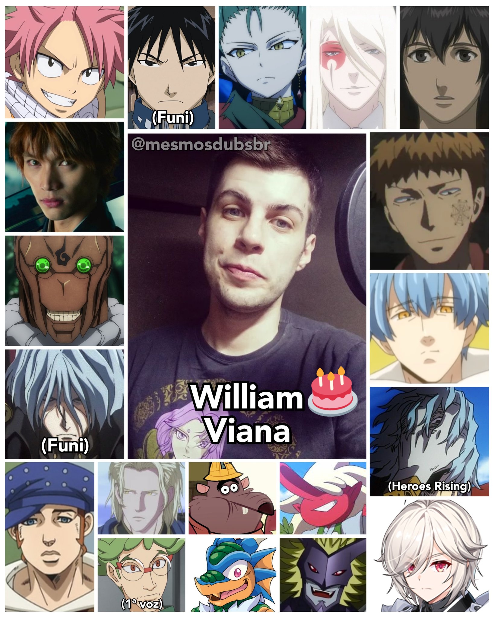 Personagens Com os Mesmos Dubladores! on X: Aquele update que todo mundo  gosta, né? Dublador e diretor de destaque da geração atual com raízes na  comunidade fandub, William Viana é fantástico! William